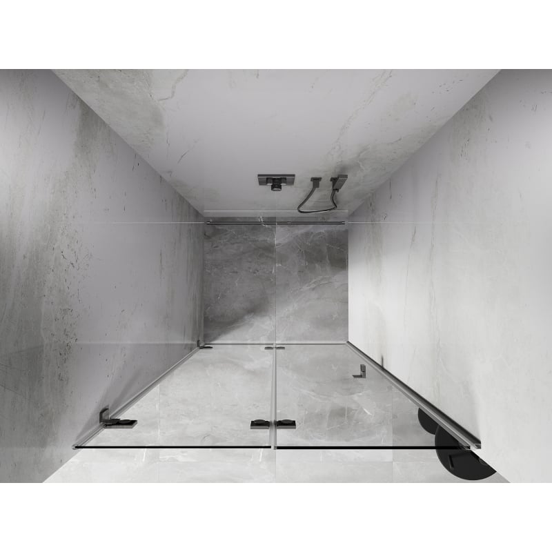 Mexen Lunar-F drzwi prysznicowe składane lewe 95 cm, transparent, nikiel szczotkowany - 836-095-000-97-00-L