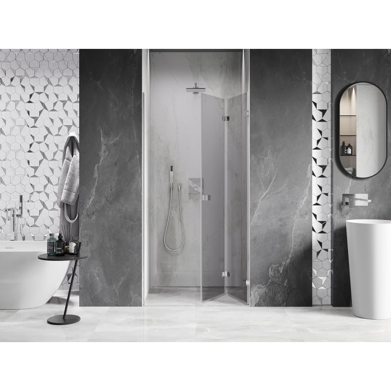 Mexen Lunar-F drzwi prysznicowe składane prawe 75 cm, transparent, chrom - 836-075-000-01-00-P