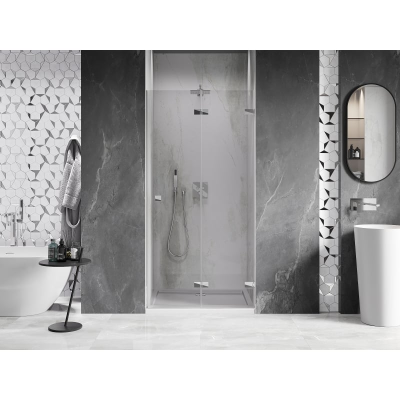 Mexen Lunar-F drzwi prysznicowe składane prawe 75 cm, transparent, chrom - 836-075-000-01-00-P