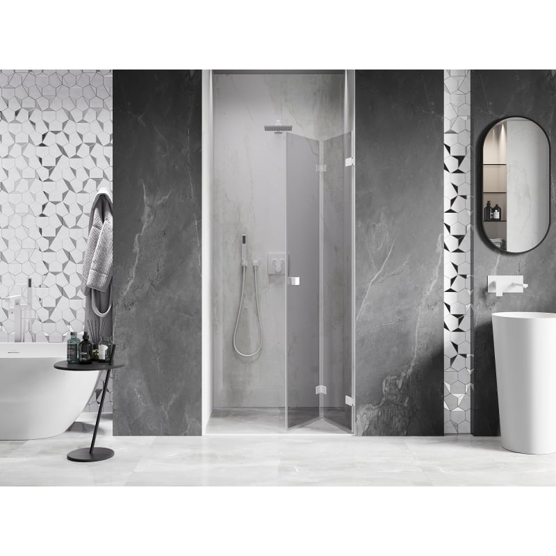 Mexen Lunar-F drzwi prysznicowe składane prawe 65 cm, transparent, białe - 836-065-000-20-00-P