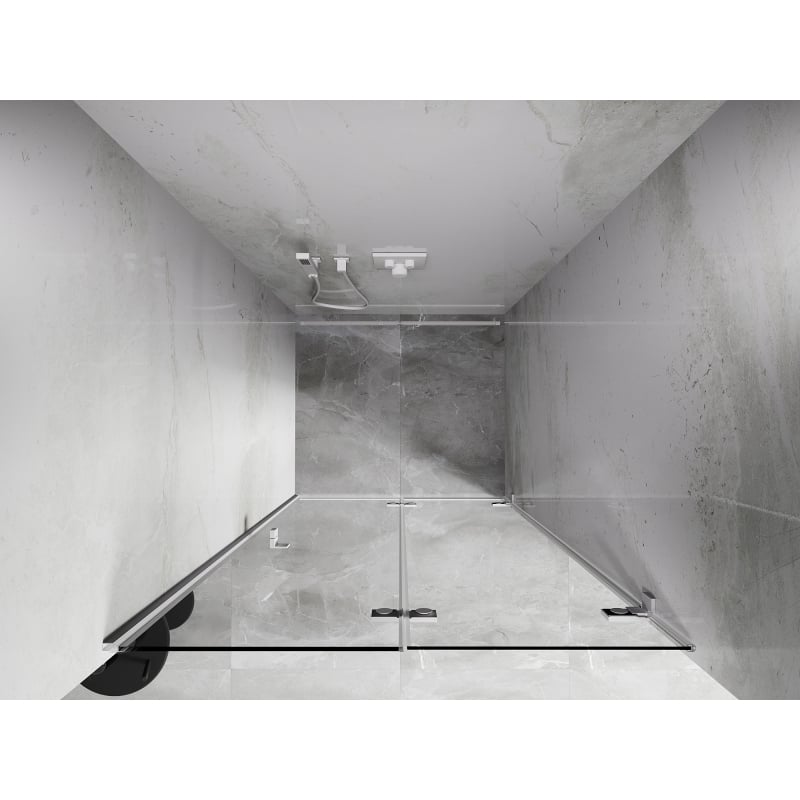 Mexen Lunar-F drzwi prysznicowe składane prawe 65 cm, transparent, białe - 836-065-000-20-00-P