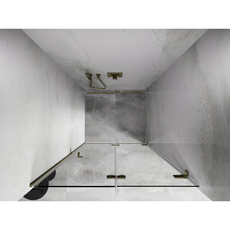 Mexen Lunar-F drzwi prysznicowe składane prawe 65 cm, transparent, złote szczotkowane - 836-065-000-55-00-P