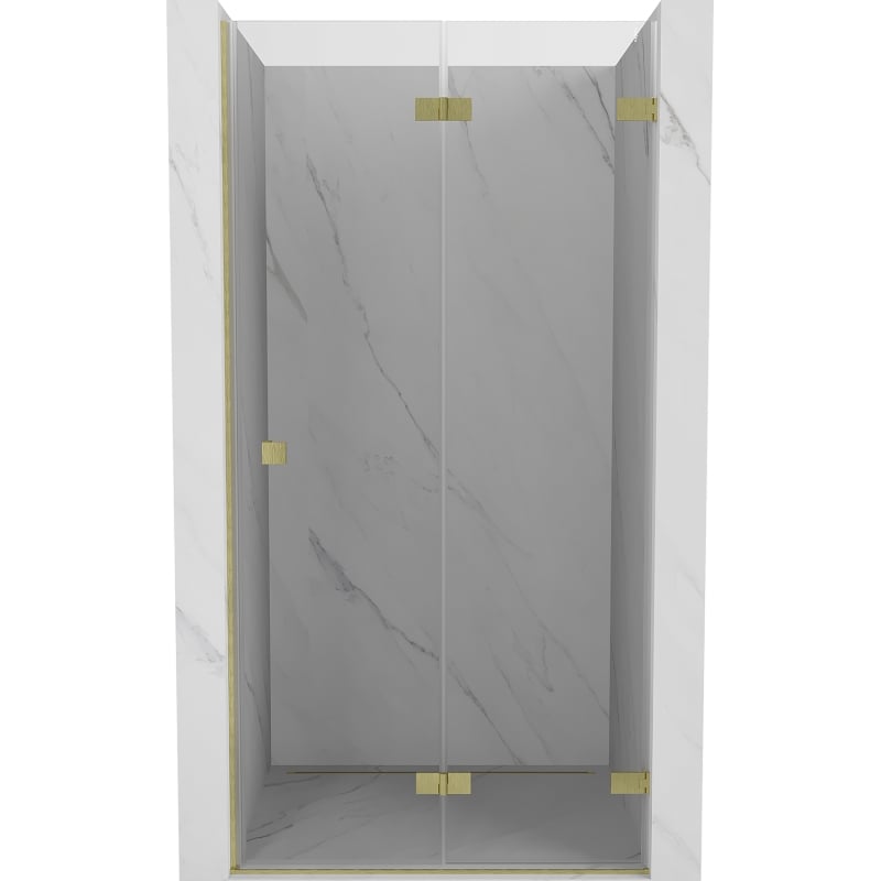 Mexen Lunar-F drzwi prysznicowe składane prawe 90 cm, transparent, złote szczotkowane - 836-090-000-55-00-P