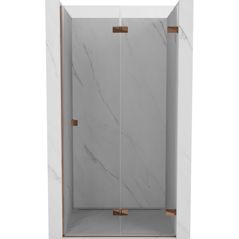 Mexen Lunar-F drzwi prysznicowe składane prawe 75 cm, transparent, różowe złoto - 836-075-000-60-00-P