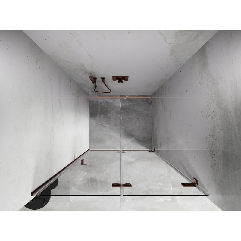 Mexen Lunar-F drzwi prysznicowe składane prawe 75 cm, transparent, różowe złoto - 836-075-000-60-00-P