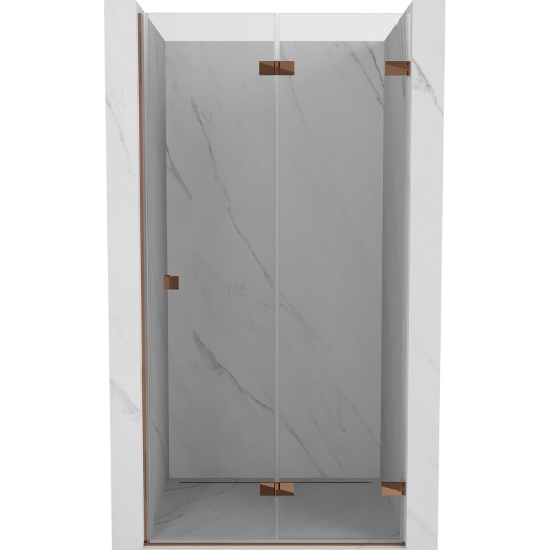 Mexen Lunar-F drzwi prysznicowe składane prawe 80 cm, transparent, różowe złoto - 836-080-000-60-00-P