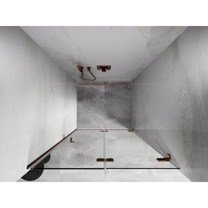 Mexen Lunar-F drzwi prysznicowe składane prawe 85 cm, transparent, różowe złoto - 836-085-000-60-00-P