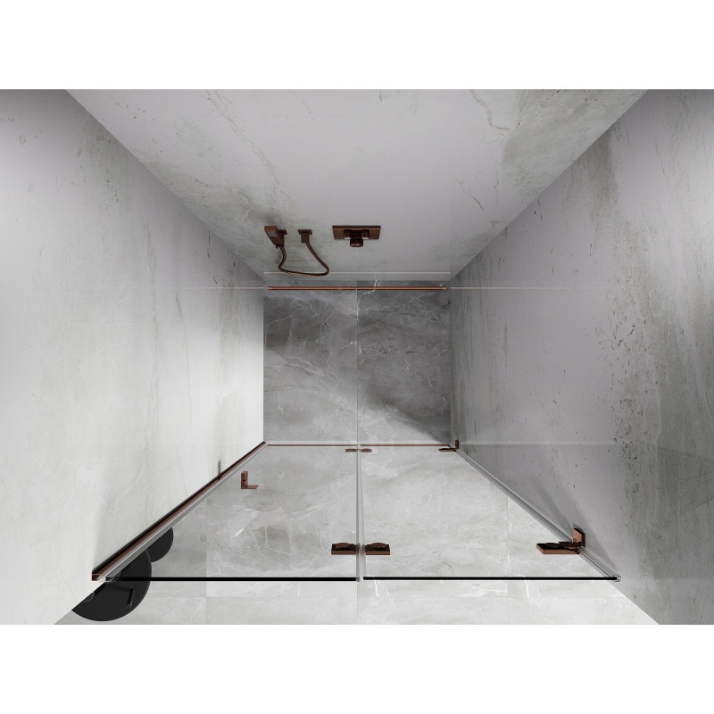 Mexen Lunar-F drzwi prysznicowe składane prawe 90 cm, transparent, różowe złoto - 836-090-000-60-00-P