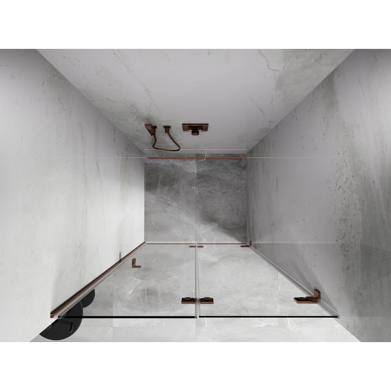 Mexen Lunar-F drzwi prysznicowe składane prawe 65 cm, transparent, miedź szczotkowana - 836-065-000-65-00-P