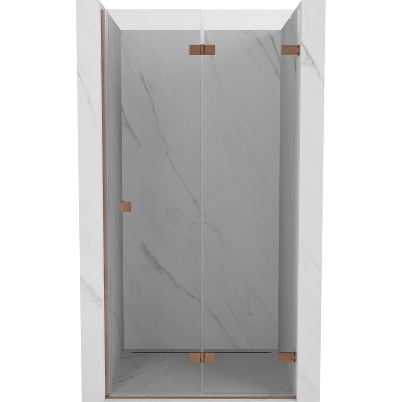 Mexen Lunar-F drzwi prysznicowe składane prawe 70 cm, transparent, miedź szczotkowana - 836-070-000-65-00-P
