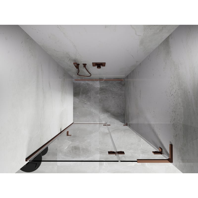 Mexen Lunar L drzwi prysznicowe uchylne prawe 90 cm, transparent, różowe złoto - 834L-090-000-60-00-P