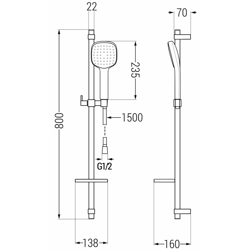 Mexen DQ33 zestaw prysznicowy suwany, czarny - 785334581-70