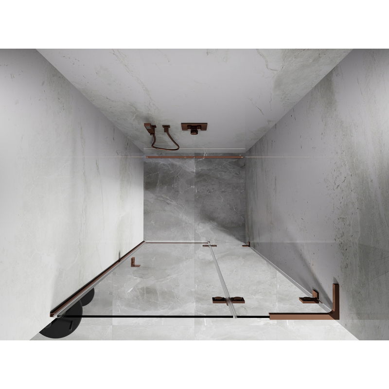 Mexen Lunar L drzwi prysznicowe uchylne prawe 125 cm, transparent, różowe złoto - 834L-125-000-60-00-P