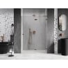 Mexen Lunar L drzwi prysznicowe uchylne prawe 135 cm, transparent, różowe złoto - 834L-135-000-60-00-P