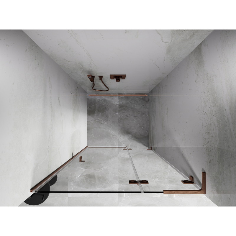 Mexen Lunar L drzwi prysznicowe uchylne prawe 110 cm, transparent, miedź szczotkowana - 834L-110-000-65-00-P