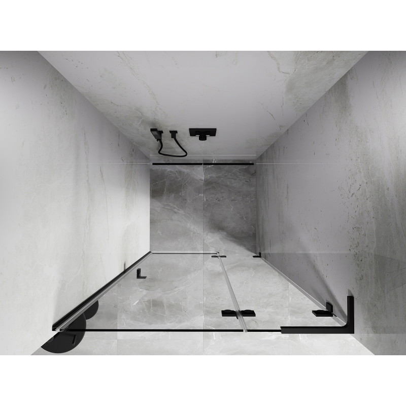 Mexen Lunar L drzwi prysznicowe uchylne prawe 110 cm, transparent, czarne - 834L-110-000-70-00-P