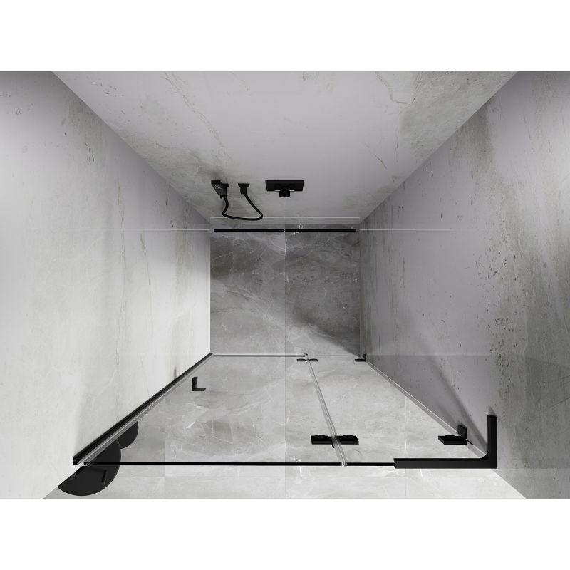 Mexen Lunar L drzwi prysznicowe uchylne prawe 125 cm, transparent, czarne - 834L-125-000-70-00-P