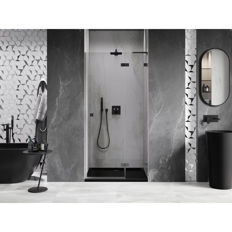 Mexen Lunar L drzwi prysznicowe uchylne prawe 80 cm, transparent, gun metal - 834L-080-000-95-00-P