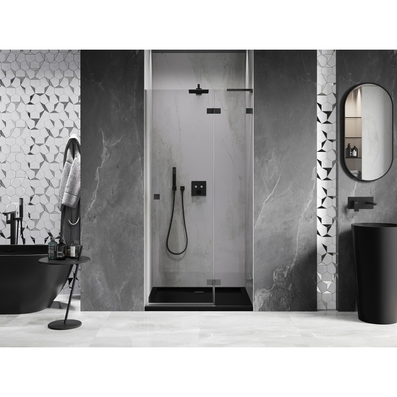 Mexen Lunar L drzwi prysznicowe uchylne prawe 85 cm, transparent, gun metal - 834L-085-000-95-00-P