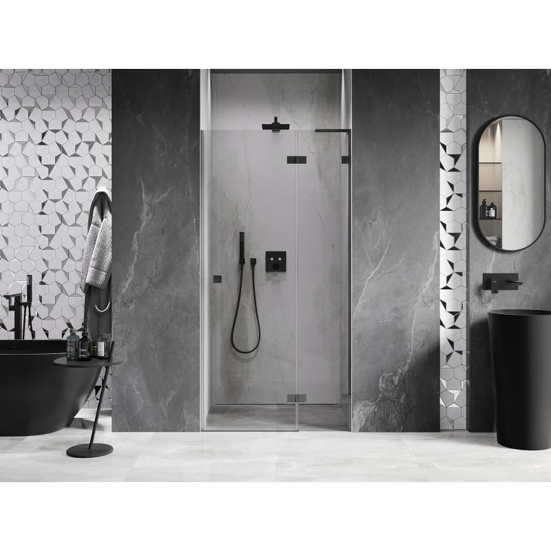 Mexen Lunar L drzwi prysznicowe uchylne prawe 95 cm, transparent, gun metal - 834L-095-000-95-00-P