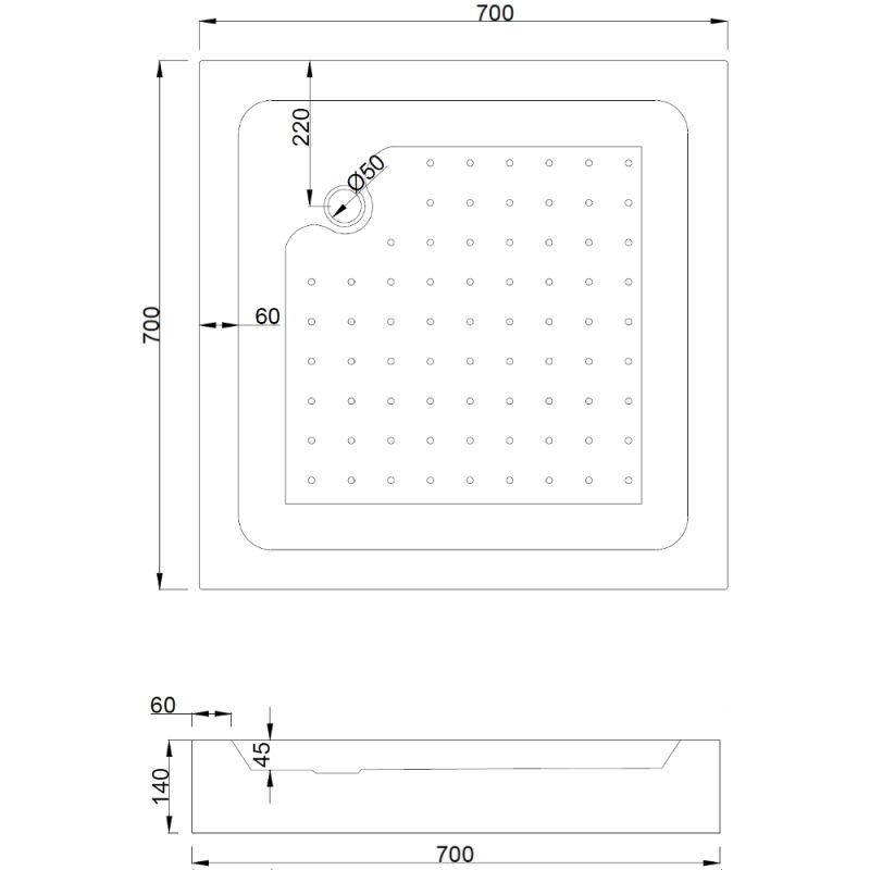 Mexen Rio kabina prysznicowa kwadratowa 70 x 70 cm, czarne pasy, czarna + brodzik Rio, biały - 860-070-070-70-20-4510