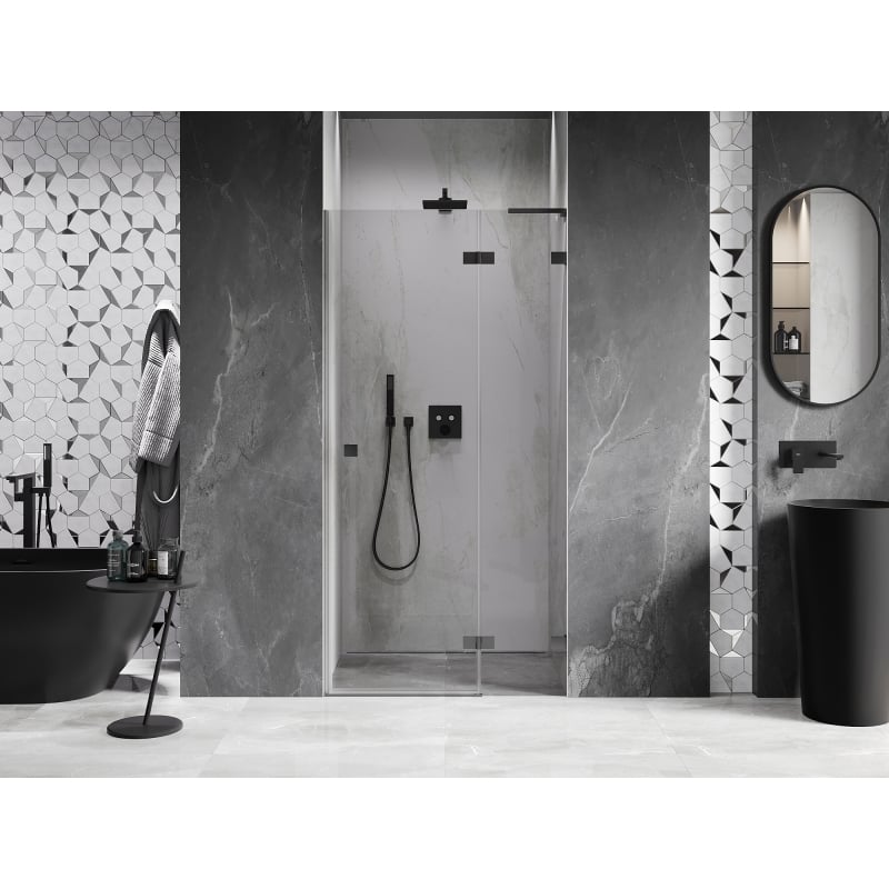 Mexen Lunar L drzwi prysznicowe uchylne prawe 115 cm, transparent, gun metal - 834L-115-000-95-00-P