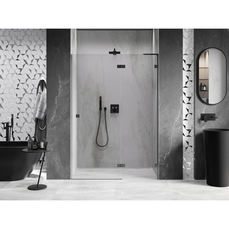 Mexen Lunar L drzwi prysznicowe uchylne prawe 140 cm, transparent, gun metal - 834L-140-000-95-00-P