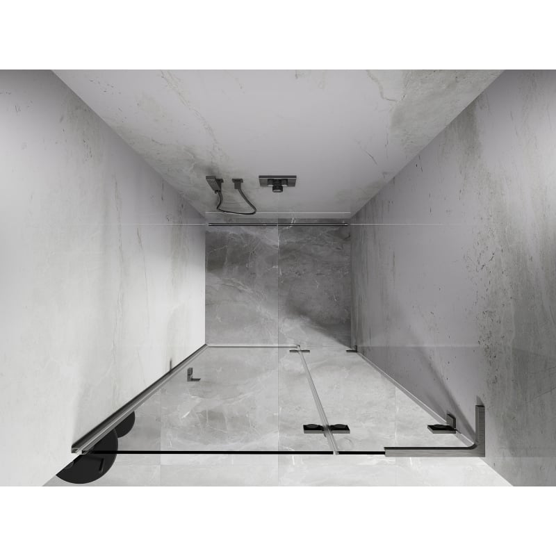 Mexen Lunar L drzwi prysznicowe uchylne prawe 80 cm, transparent, nikiel szczotkowany - 834L-080-000-97-00-P