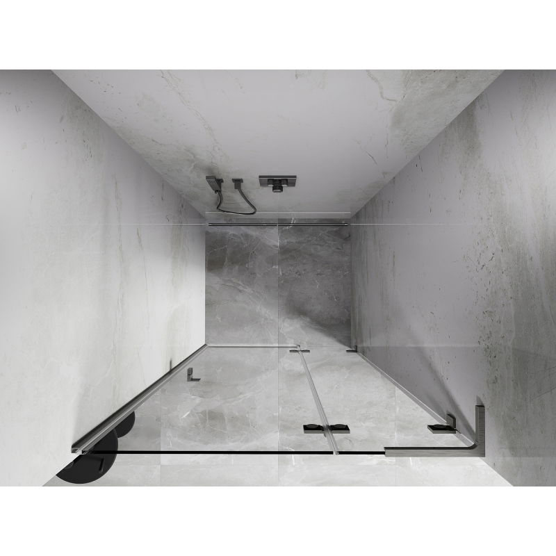 Mexen Lunar L drzwi prysznicowe uchylne prawe 125 cm, transparent, nikiel szczotkowany - 834L-125-000-97-00-P