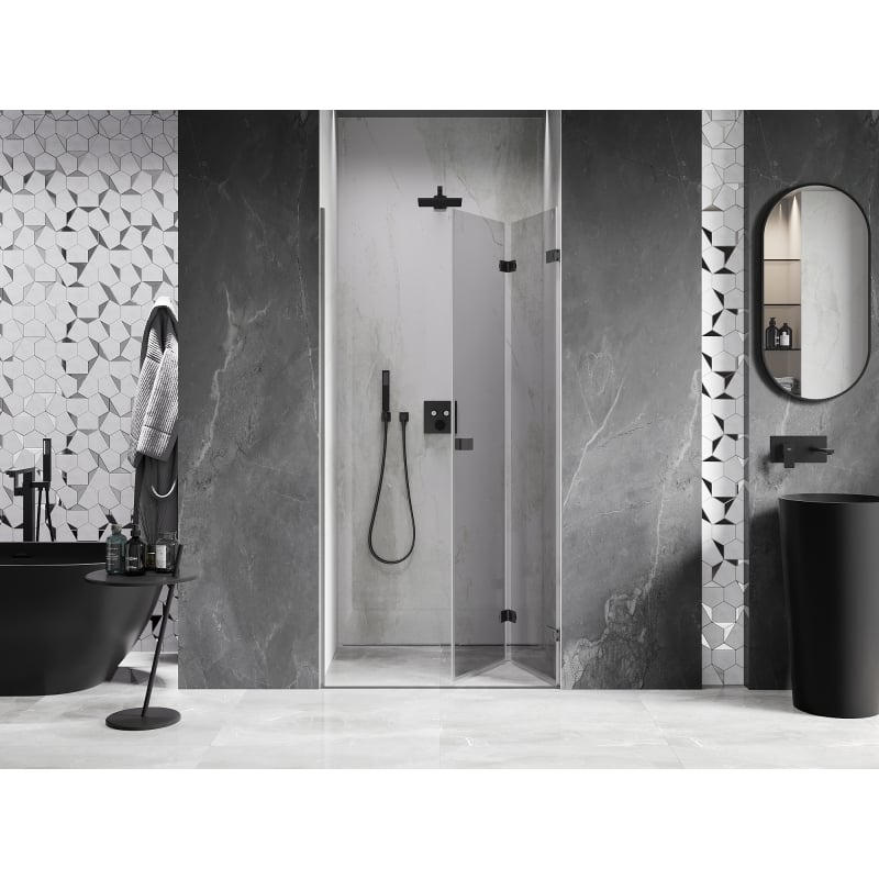 Mexen Lunar-F drzwi prysznicowe składane prawe 65 cm, transparent, gun metal - 836-065-000-95-00-P