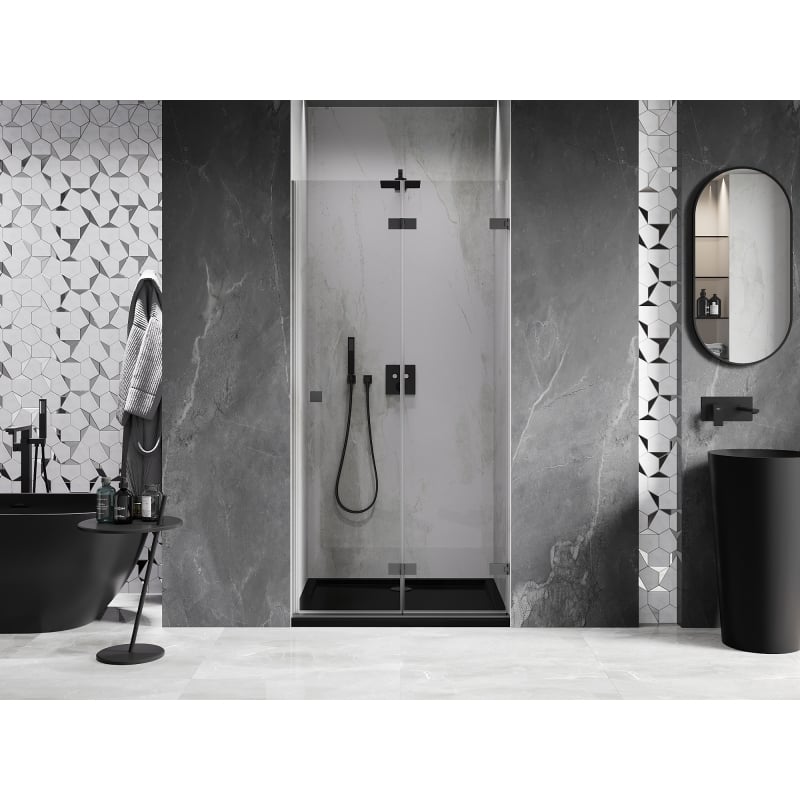 Mexen Lunar-F drzwi prysznicowe składane prawe 75 cm, transparent, gun metal - 836-075-000-95-00-P