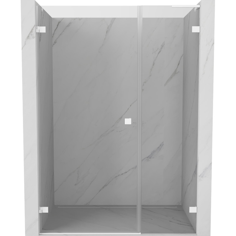 Mexen Lunar-B L drzwi prysznicowe uchylne lewe 140 cm, transparent, białe - 832SL-140-050-20-00-L