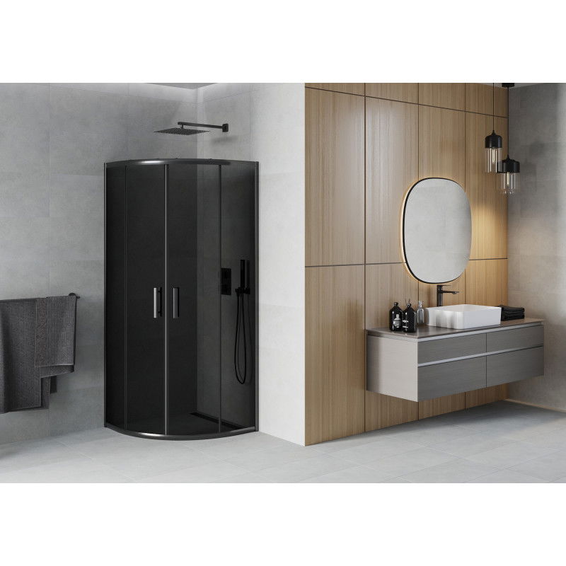 Mexen Rio kabina prysznicowa półokrągła 90 x 90 cm, grafit, czarna - 863-090-090-70-40