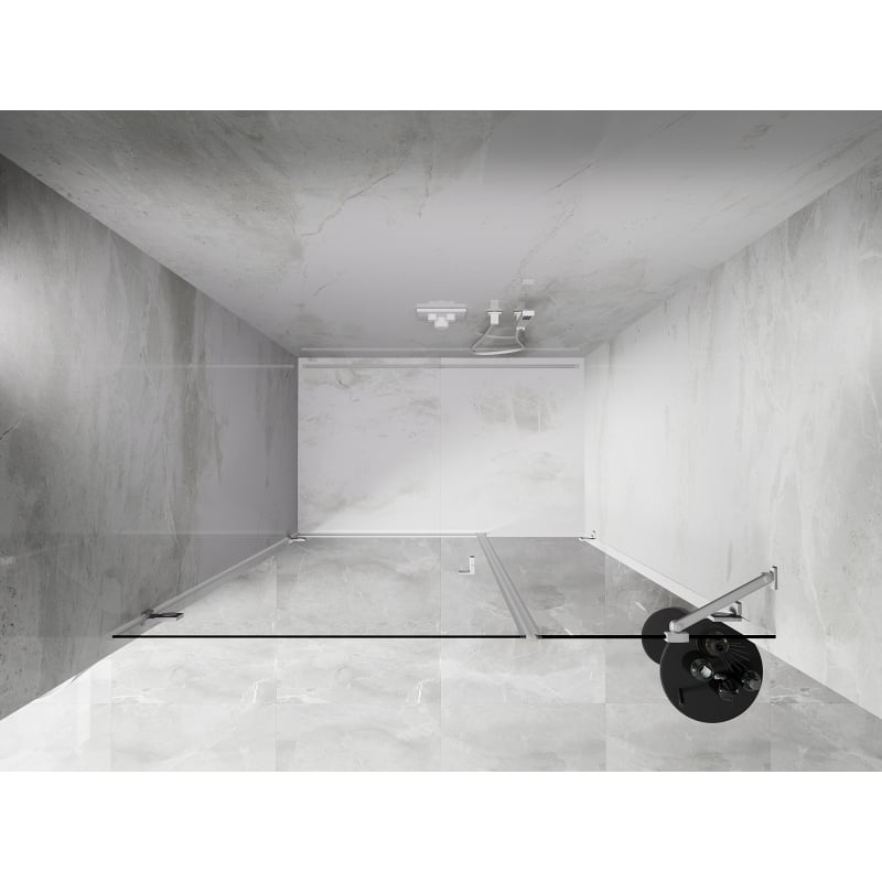 Mexen Lunar-B drzwi prysznicowe uchylne lewe 140 cm, transparent, białe - 832S-140-050-20-00-L