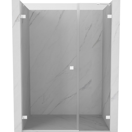 Mexen Lunar-B drzwi prysznicowe uchylne lewe 150 cm, transparent, białe - 832S-150-050-20-00-L