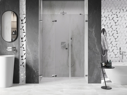 Mexen Lunar-F drzwi prysznicowe składane lewe 130 cm, transparent, chrom - 836S-130-050-01-00-L