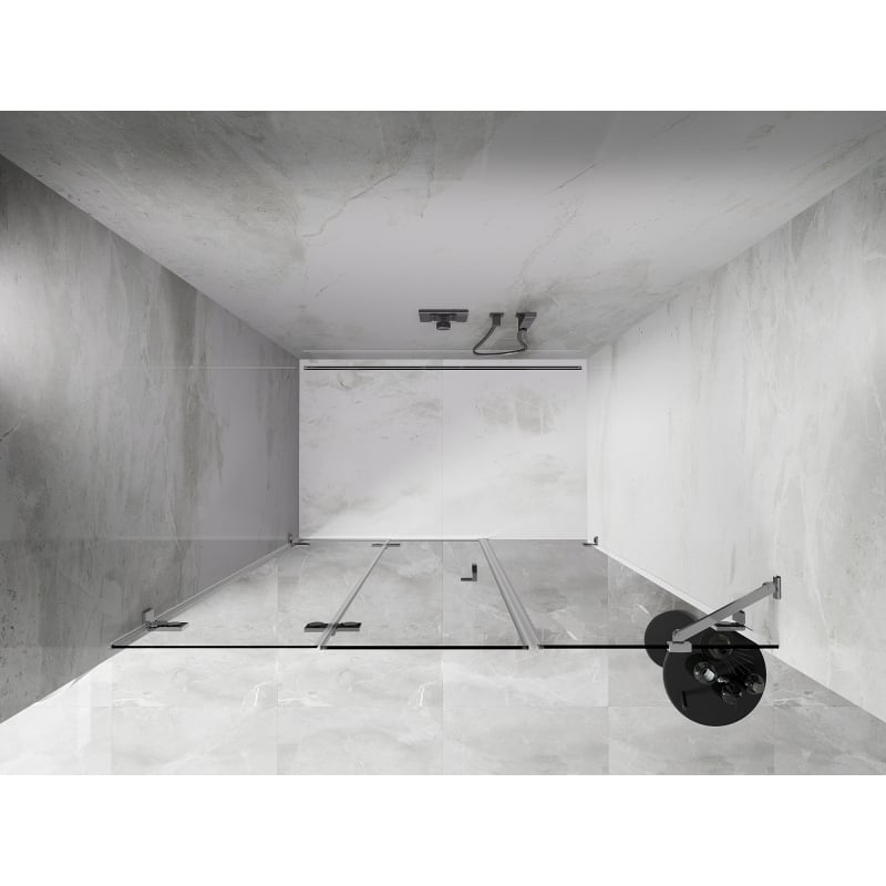 Mexen Lunar-F drzwi prysznicowe składane lewe 150 cm, transparent, chrom - 836S-150-050-01-00-L