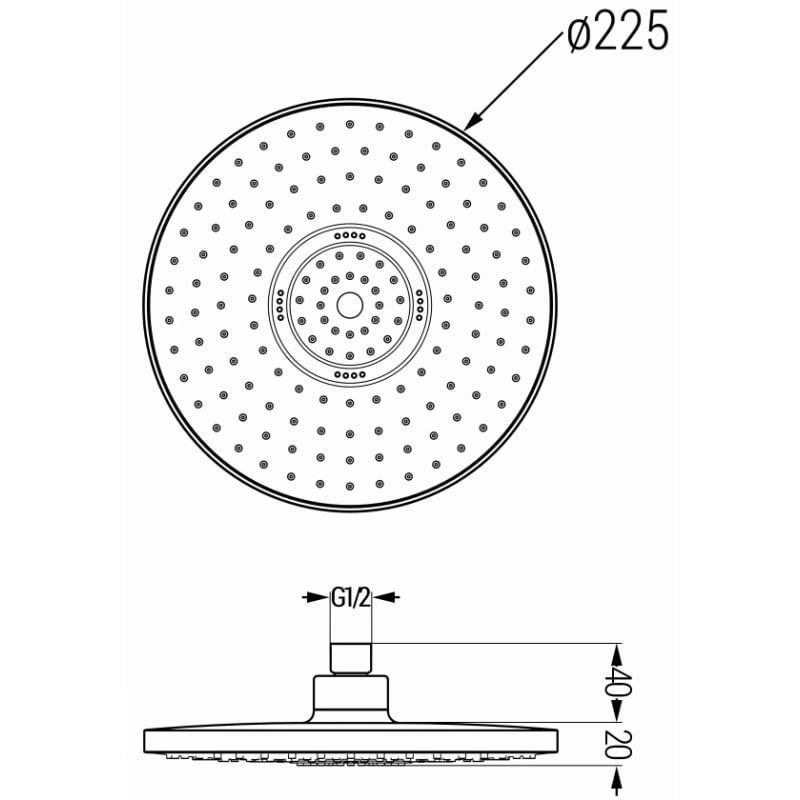 Mexen D-05 deszczownica 22 cm, złota/biała - 79705-50