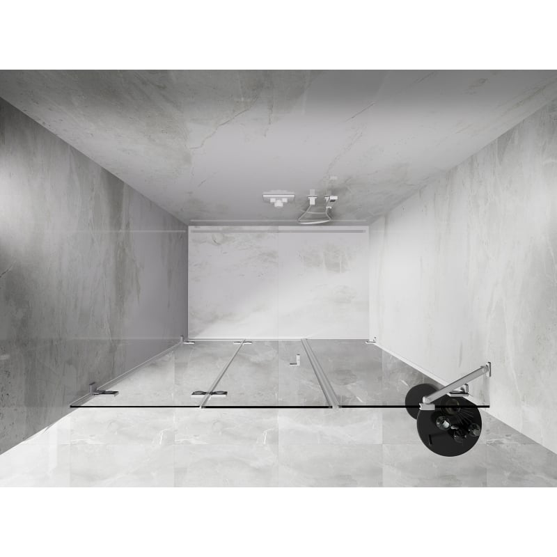 Mexen Lunar-F drzwi prysznicowe składane lewe 115 cm, transparent, białe - 836S-115-050-20-00-L