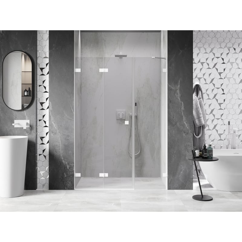 Mexen Lunar-F drzwi prysznicowe składane lewe 120 cm, transparent, białe - 836S-120-050-20-00-L