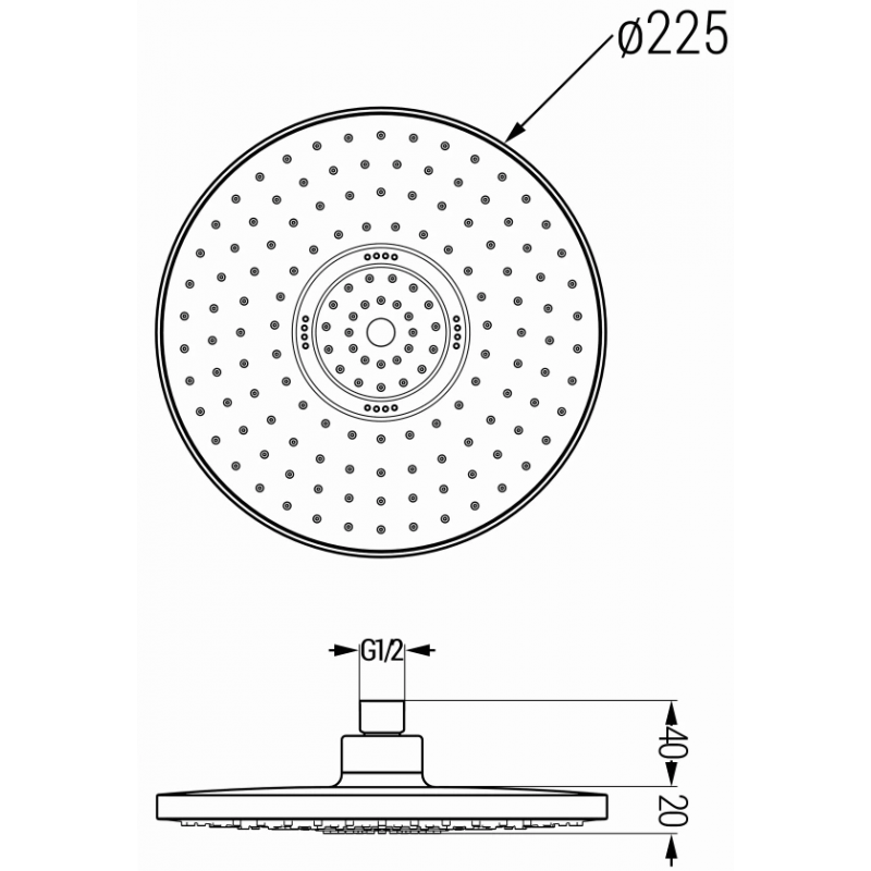Mexen D-05 deszczownica 22 cm, biała - 79705-20