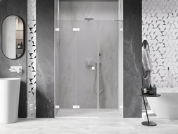 Mexen Lunar-F drzwi prysznicowe składane lewe 125 cm, transparent, białe - 836S-125-050-20-00-L