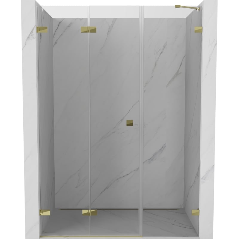 Mexen Lunar-F drzwi prysznicowe składane lewe 110 cm, transparent, złote - 836S-110-050-50-00-L