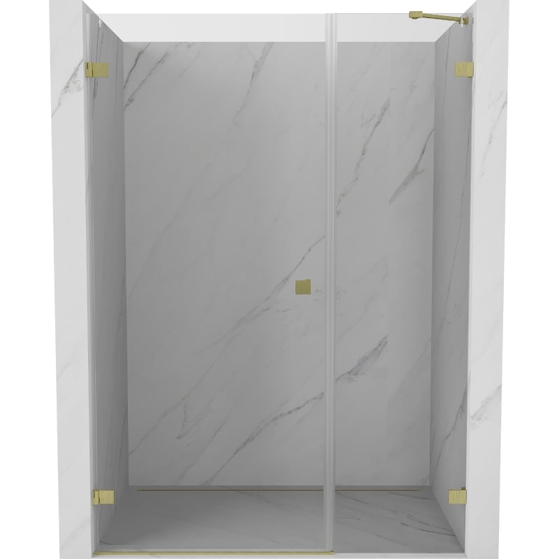 Mexen Lunar-B drzwi prysznicowe uchylne lewe 135 cm, transparent, złote szczotkowane - 832S-135-050-55-00-L