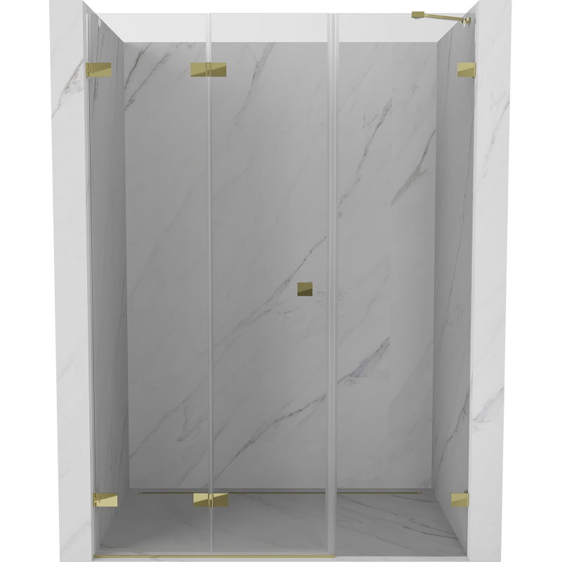 Mexen Lunar-F drzwi prysznicowe składane lewe 135 cm, transparent, złote - 836S-135-050-50-00-L