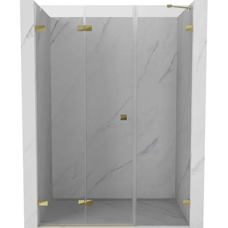 Mexen Lunar-F drzwi prysznicowe składane lewe 140 cm, transparent, złote - 836S-140-050-50-00-L