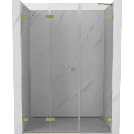 Mexen Lunar-F drzwi prysznicowe składane lewe 120 cm, transparent, złote szczotkowane - 836S-120-050-55-00-L