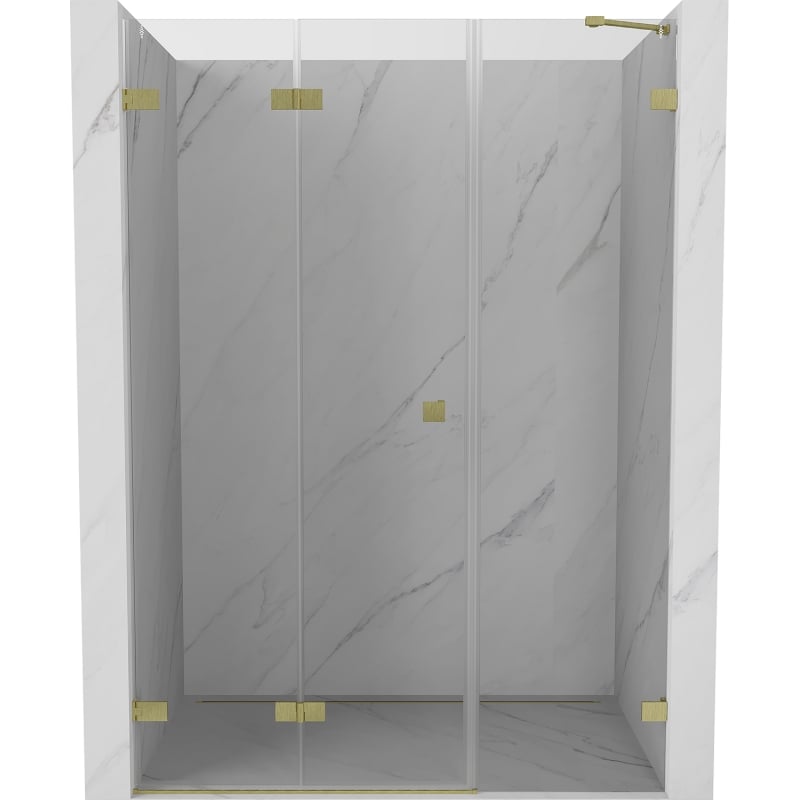 Mexen Lunar-F drzwi prysznicowe składane lewe 125 cm, transparent, złote szczotkowane - 836S-125-050-55-00-L
