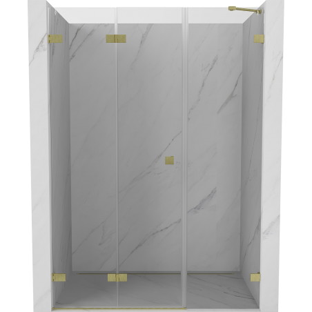 Mexen Lunar-F drzwi prysznicowe składane lewe 125 cm, transparent, złote szczotkowane - 836S-125-050-55-00-L