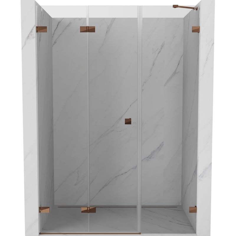 Mexen Lunar-F drzwi prysznicowe składane lewe 120 cm, transparent, różowe złoto - 836S-120-050-60-00-L